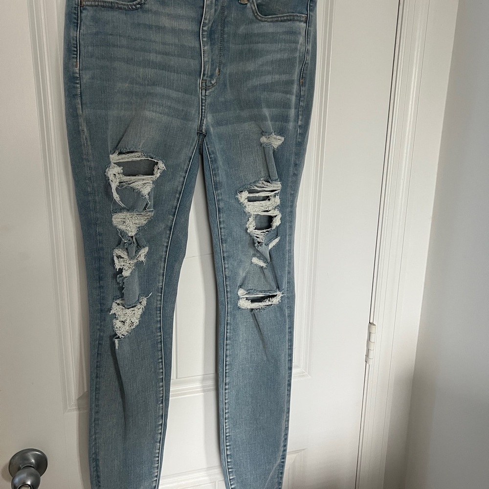 American Eagle Outfitters Skinny Distressed Light Blue Jeans